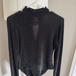Elegant Black Glitter Top